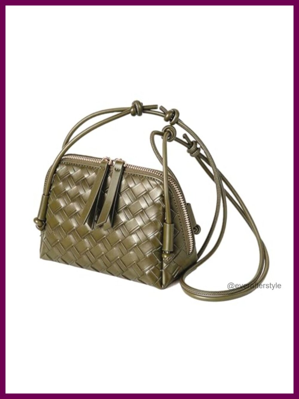 PU Leather Woven Crossbody Shoulder Bag Mini Satchel Adjustable Strap